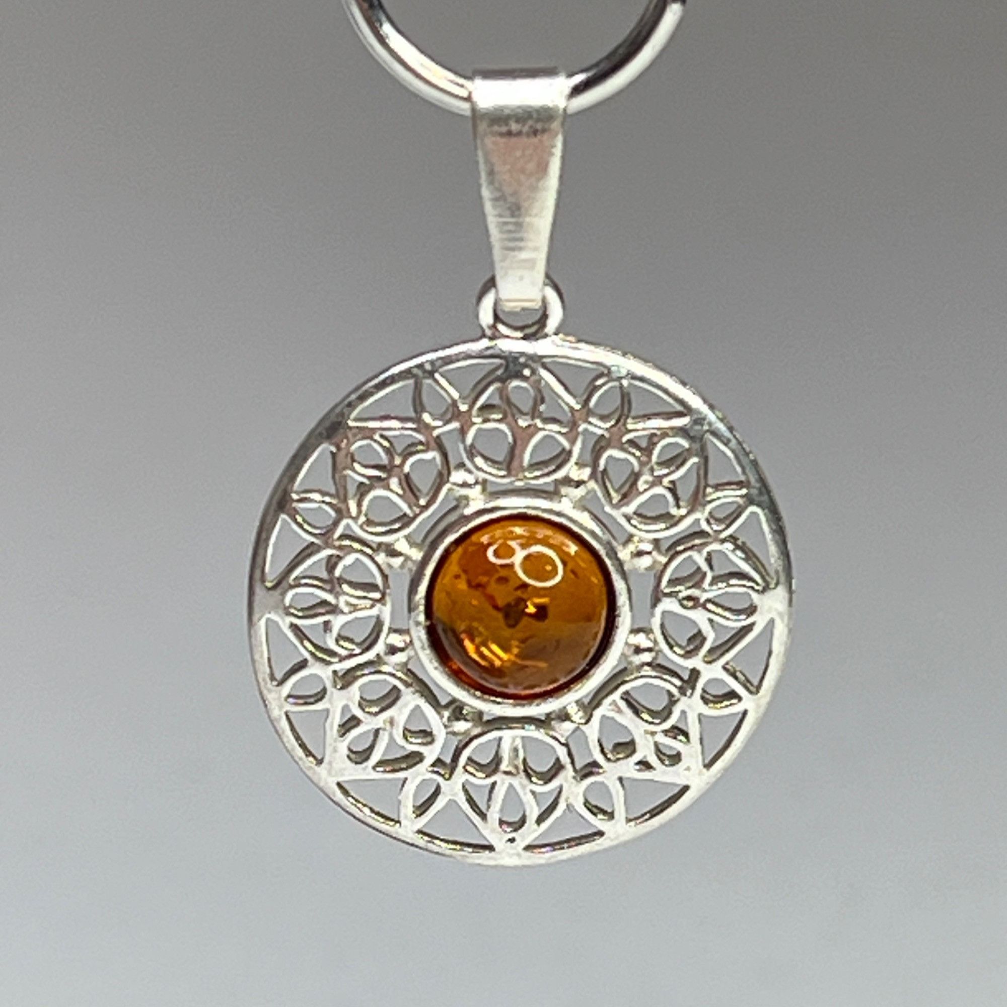 Other Amber & Sterling Silver Intricate Filigree Pendant With Circ Size ONE SIZE - 3 Thumbnail