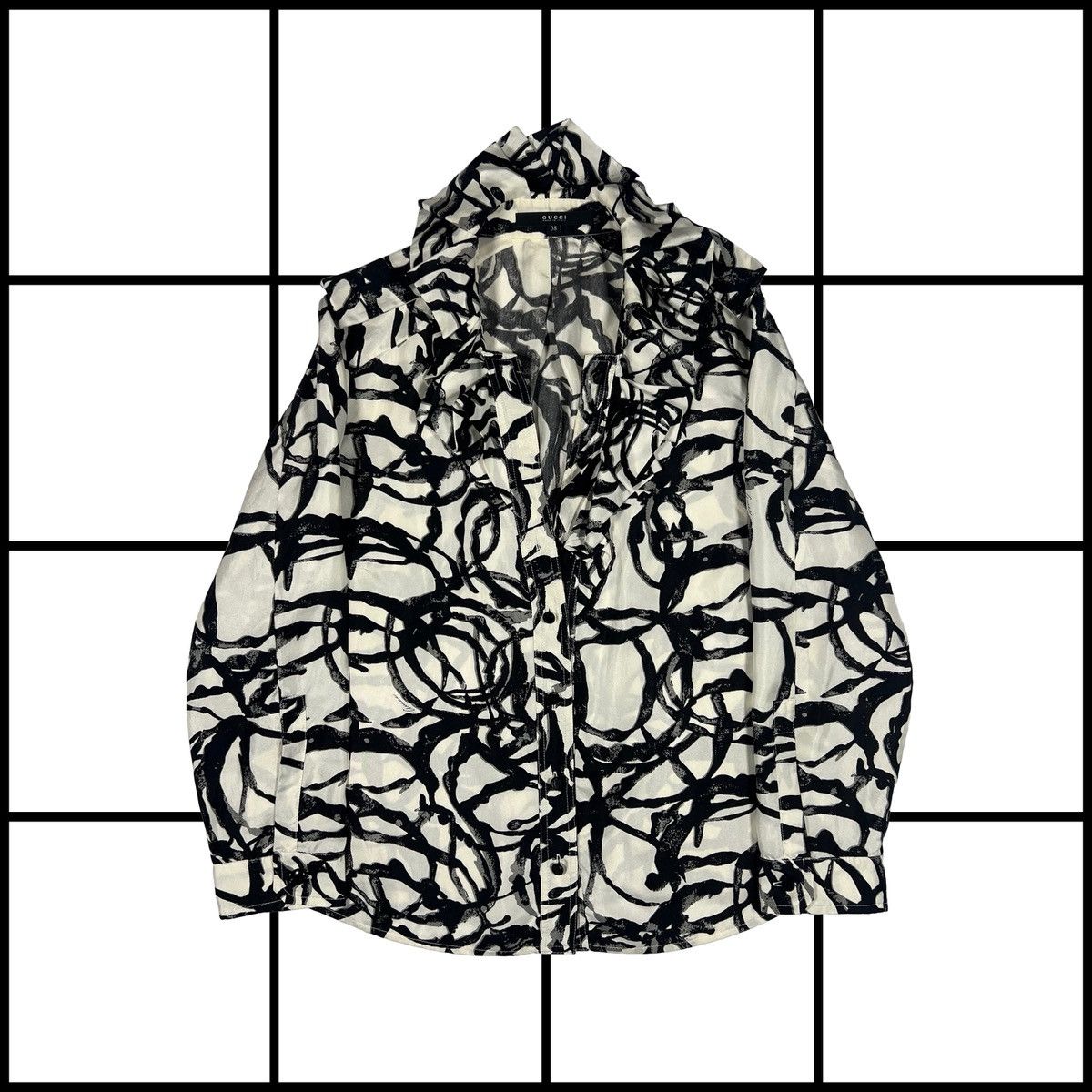 Gucci |[ SS07 Gucci Abstract Print Silk Button Up Blouse ]| Size XS / US 0-2 / IT 36-38 - 1 Thumbnail