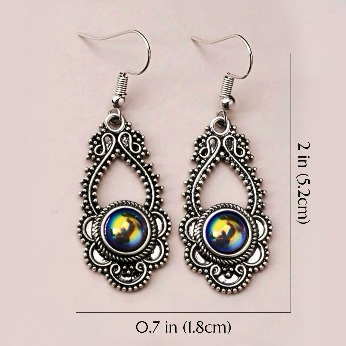 Other New Antique Silver Gothic Victorian Dark Stone Boho Earrings Size ONE SIZE - 5 Thumbnail