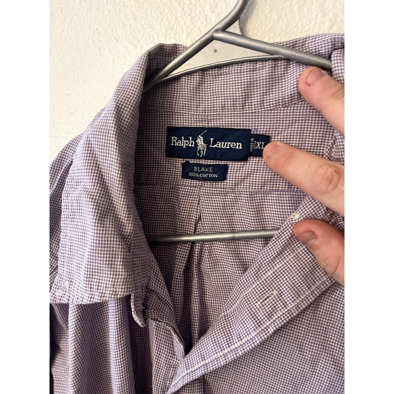 Ralph Lauren Ralph Lauren Blake Mens Button-Up Shirt XL Purple Plaid Long Sleeve 100% Cotton Gingham Casual 90s Classic Size US XL / EU 56 / 4 - 2 Thumbnail