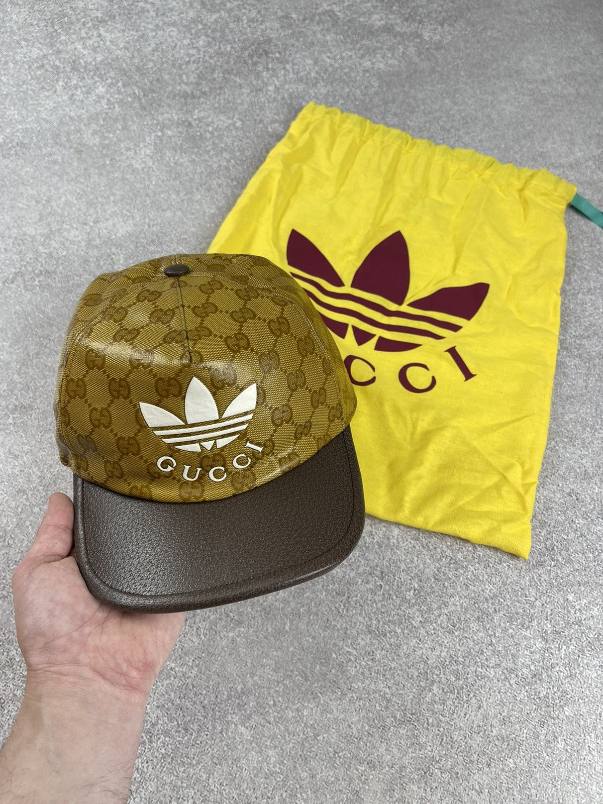 Adidas × Gucci Gucci x Adidas Baseball Cap Monogram Canvas Leather Size M Size ONE SIZE - 4 Thumbnail