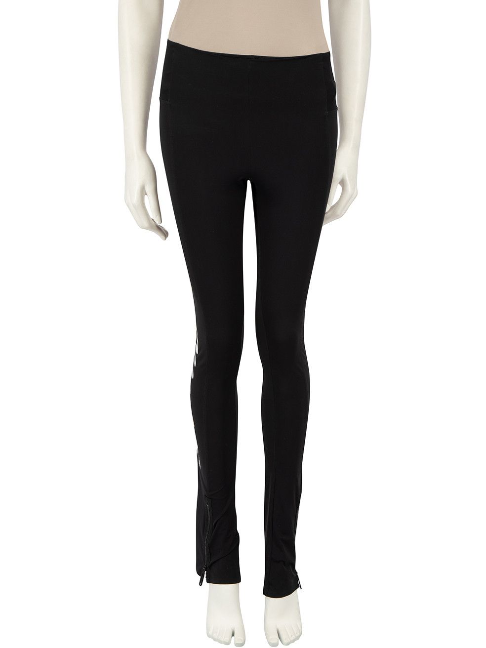 Black Stretch Zip Detail Logo Leggings