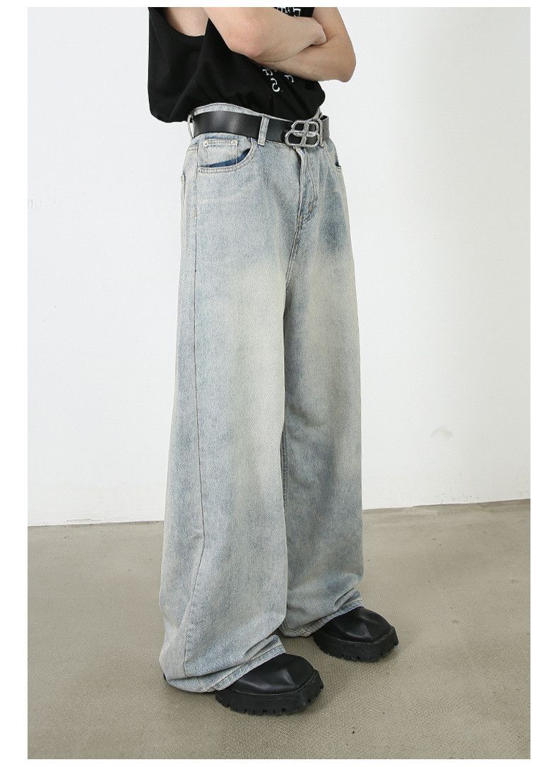 Japanese Brand American retro washed men's loose casual straight leg jeans Size US 32 / EU 48 - 3 Thumbnail