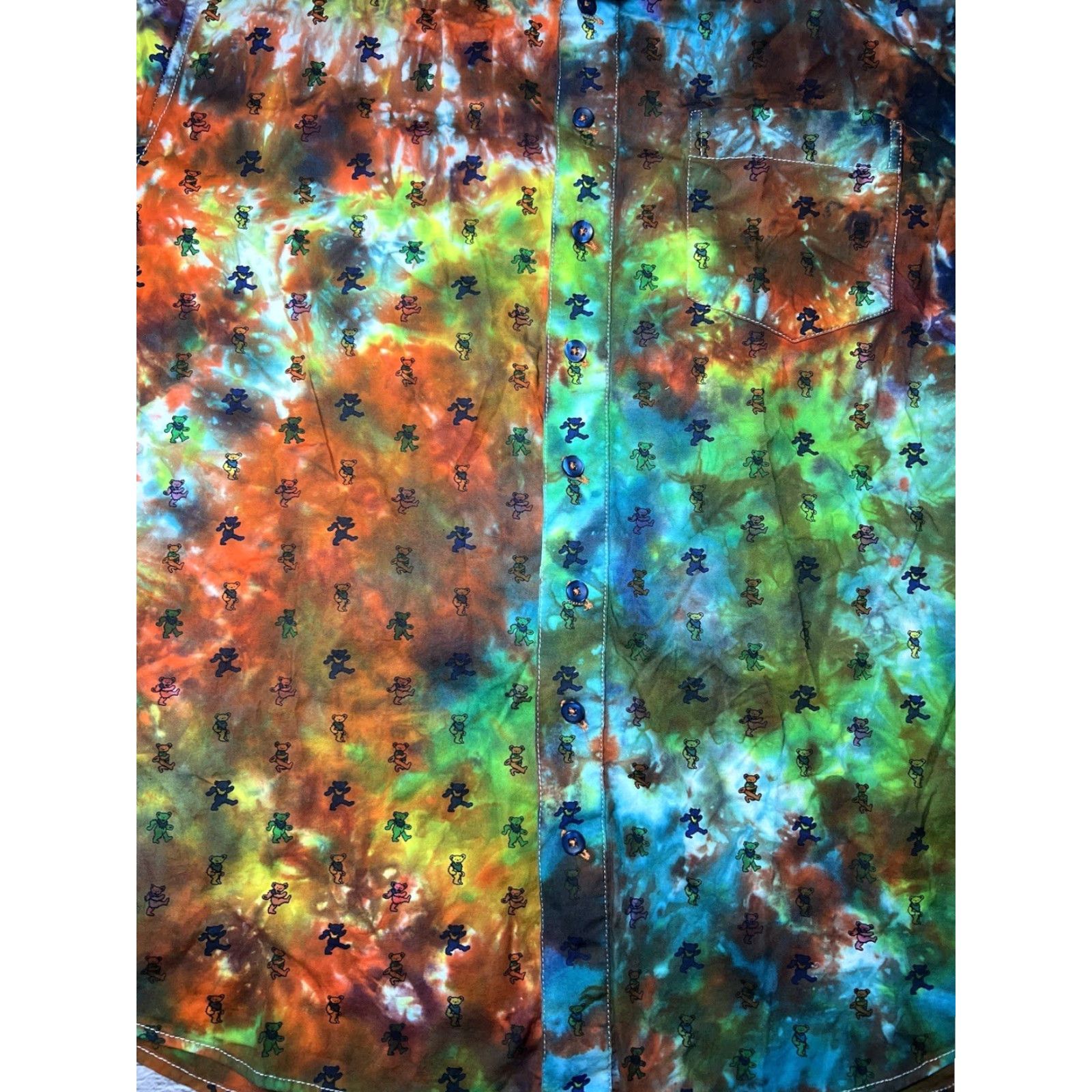 Vintage Grateful Dead Men's Button-Up Shirt Short-Sleeve Tie Dye Blue M Size US M / EU 48-50 / 2 - 4 Thumbnail
