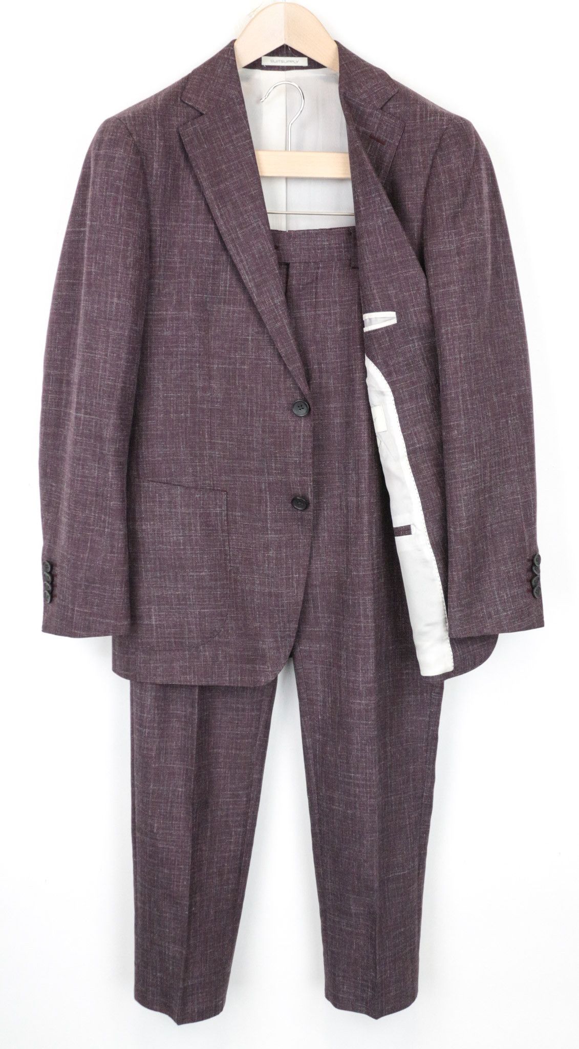 image of Suitsupply Havana Patch Uk36S Lined Wool Silk Linen Purple 68661, Men's