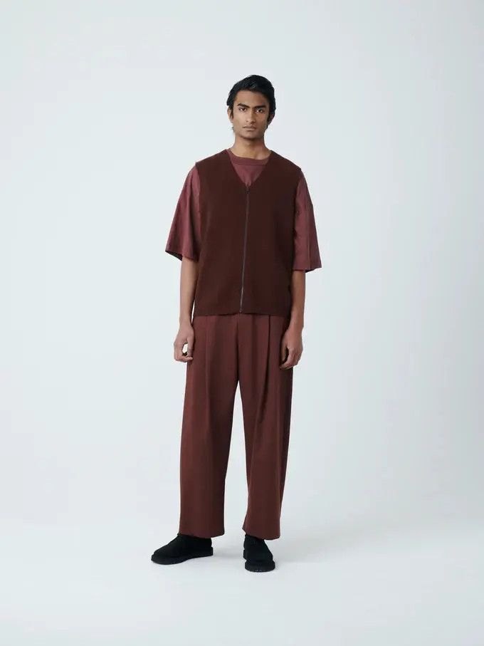 Studio Nicholson o1mle1025 Rib Zipped Vest in Chestnut Size US M / EU 48-50 / 2 - 2 Thumbnail