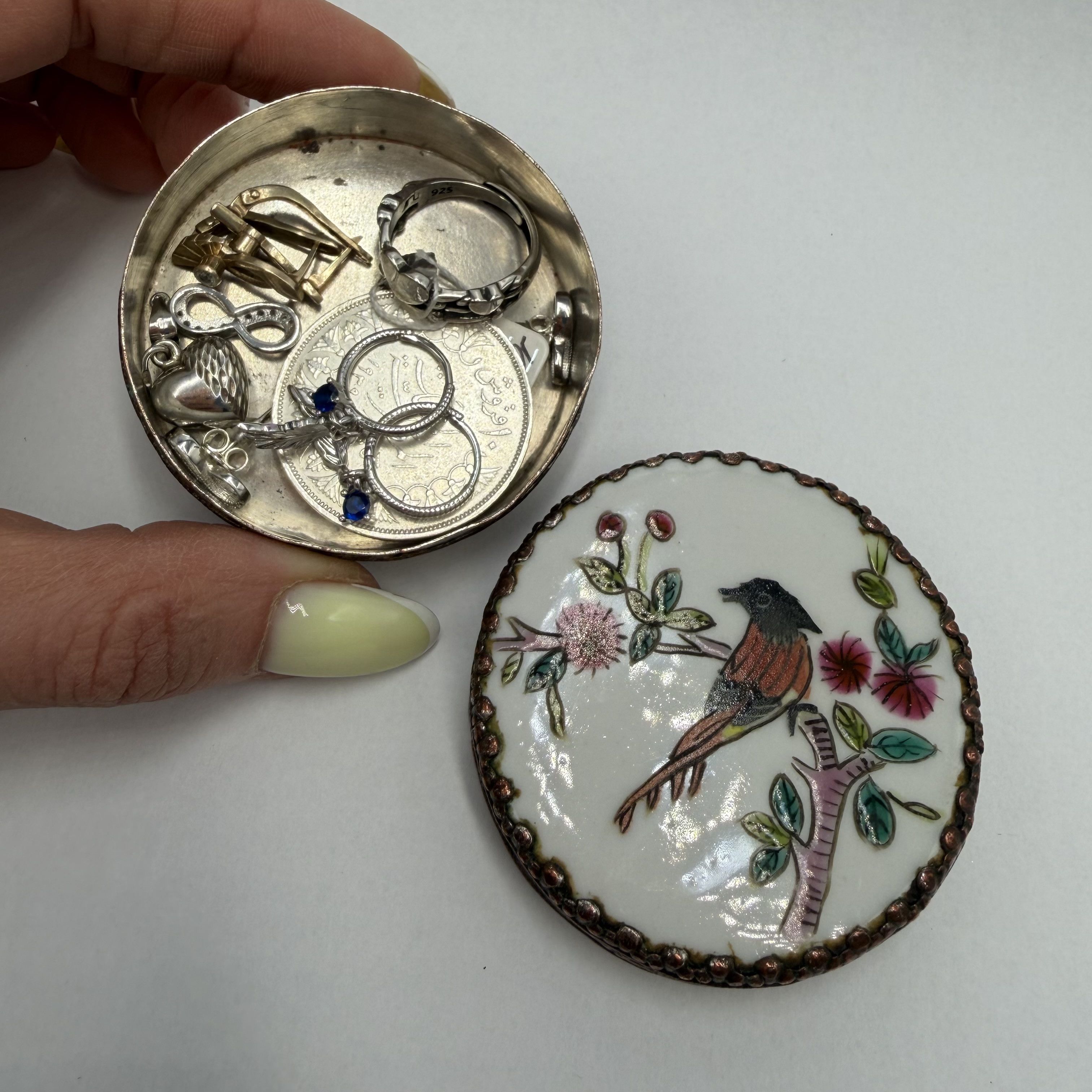 Vintage Vintage Cloisonne Enamel Powder Copper Vanity Trinket Box Size ONE SIZE - 6 Thumbnail