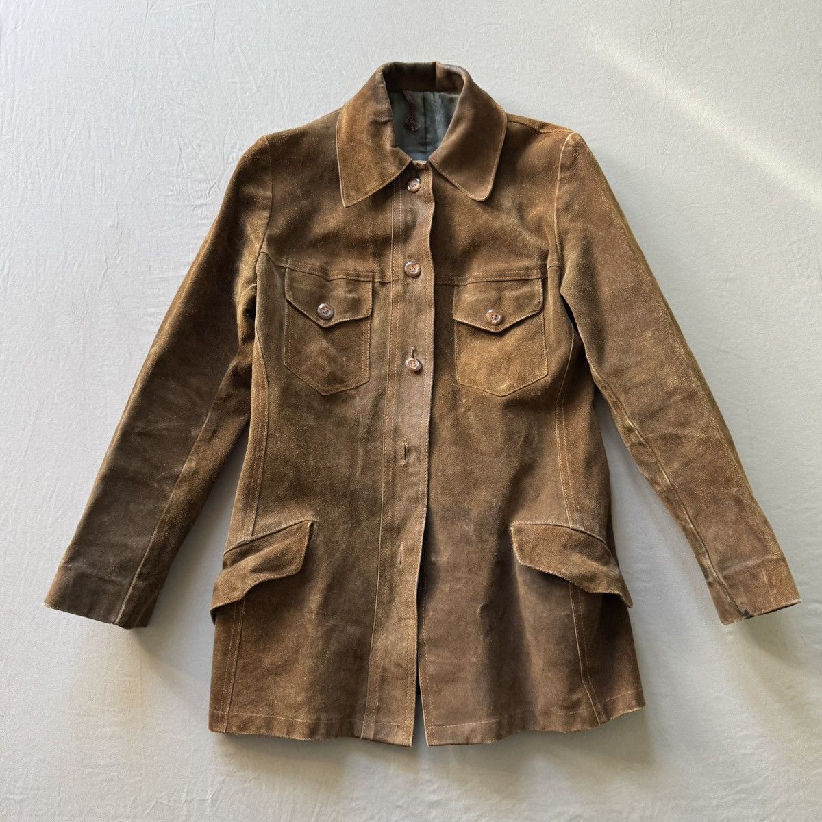 Other Vintage Rigid Suede Leather Jacket Size S / US 4 / IT 40 - 1 Thumbnail