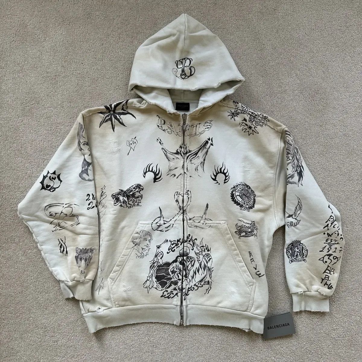 Balenciaga Tattoo Hoodie | Grailed
