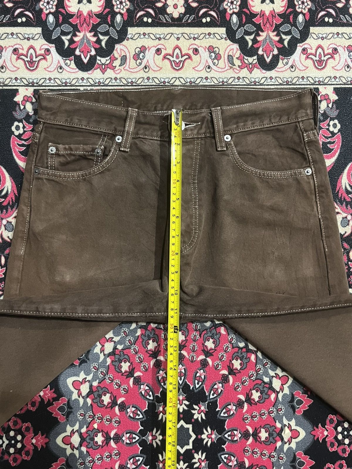Levi's ⚡️Vintage⚡️Y2K Levis 501 Buttonfly Brown Wash Distressed Jeans Size US 30 / EU 46 - 19 Thumbnail