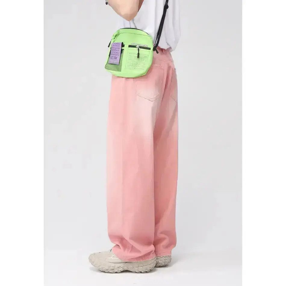 Japanese Brand Retro straight pink wide leg jeans Size US 32 / EU 48 - 2 Thumbnail