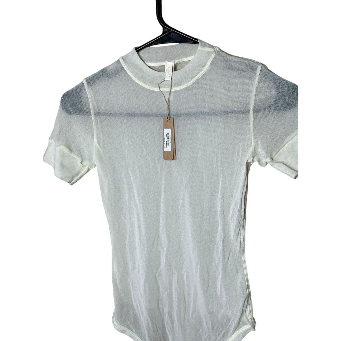 SKIMS SKIMS Mesh T-Shirt Bodysuit In Bone Women’s Sheer Top Size M Size M / US 6-8 / IT 42-44 - 2 Thumbnail