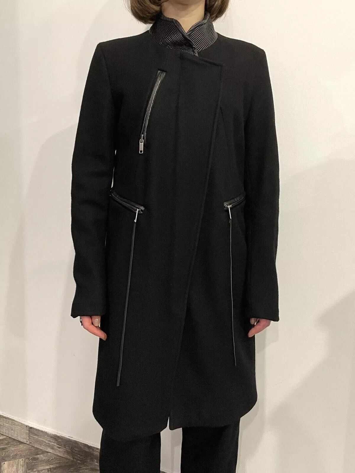 Diesel Diesel Wool Coat Womens With Leather Details Colar Zip Size S / US 4 / IT 40 - 1 Thumbnail