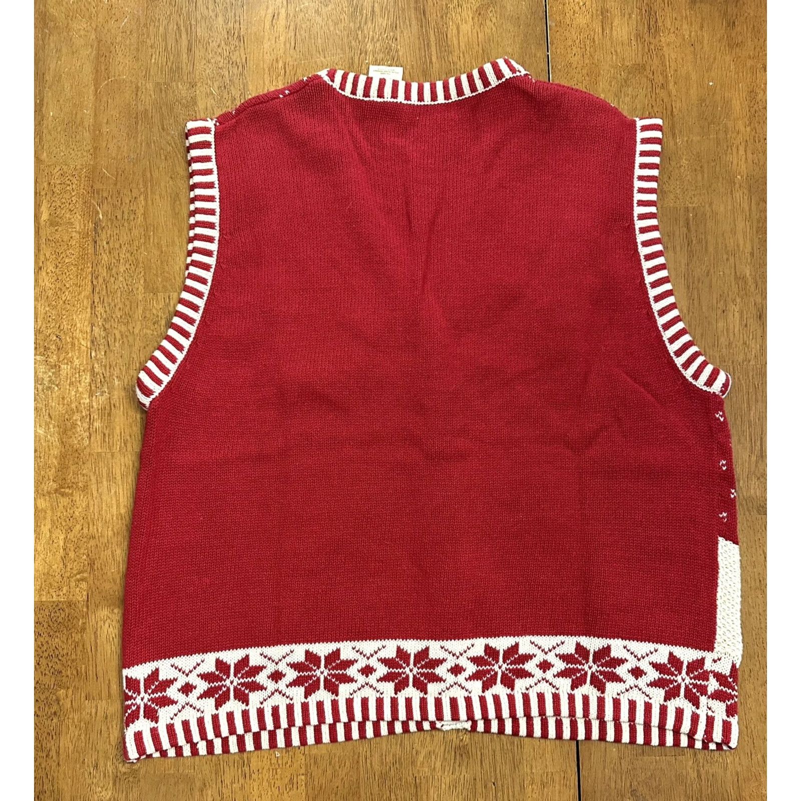 Vintage Bobbie Brooks Christmas Knit Cardigan Sweater Vest 18W/20W Size XXL / US 16-18 / IT 52-54 - 2 Thumbnail