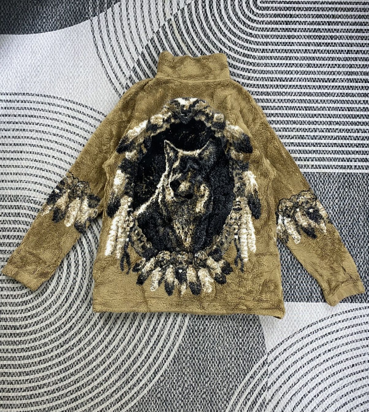 Other Vintage Renegade Club Pattern Wolf Print Fleece Jacket Size US M / EU 48-50 / 2 - 1 Thumbnail