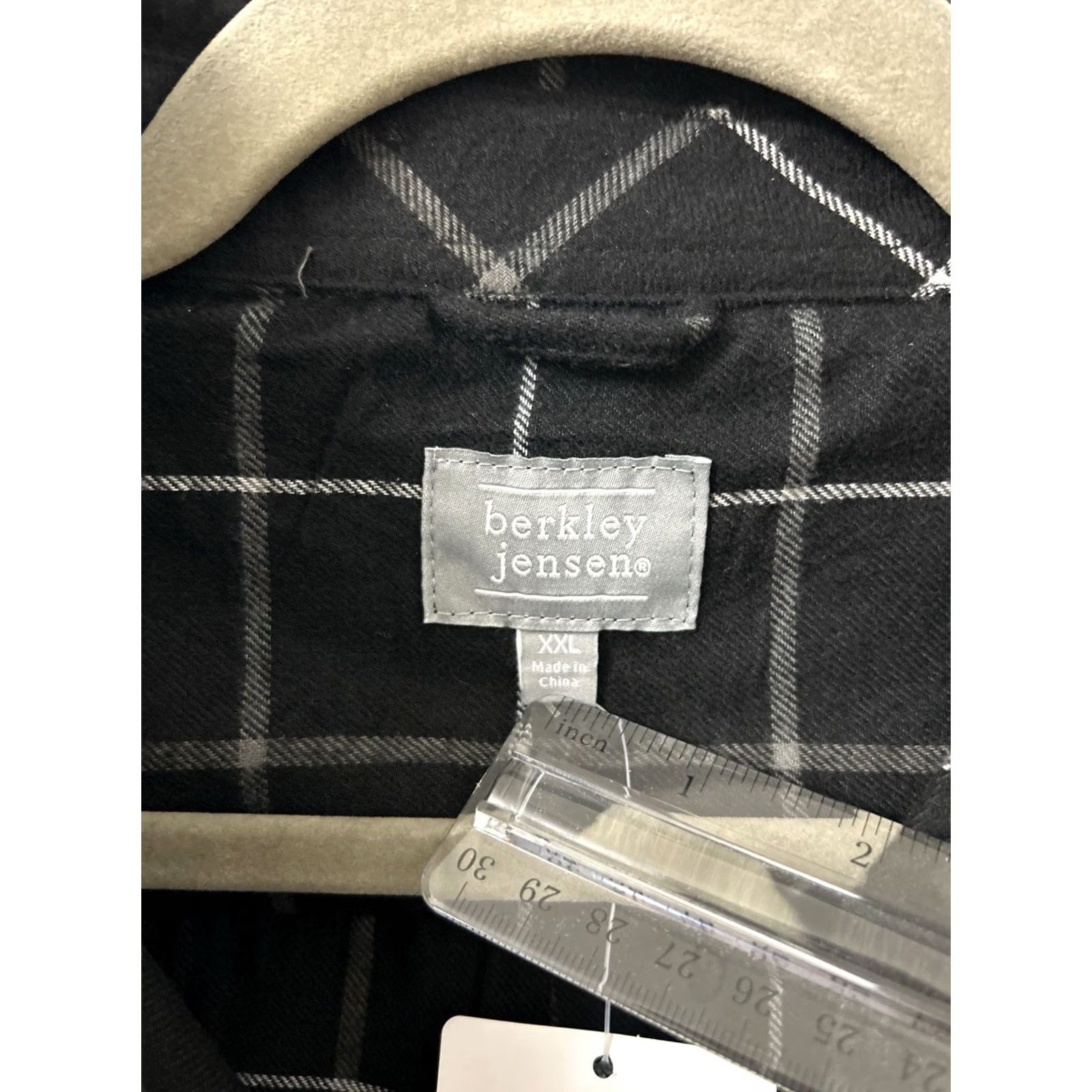 Vintage Berkley Jensen Flannel Shirt Mens 2XL Black Windowpane Plaid Button Down L/S NWT Size US XXL / EU 58 / 5 - 7 Thumbnail