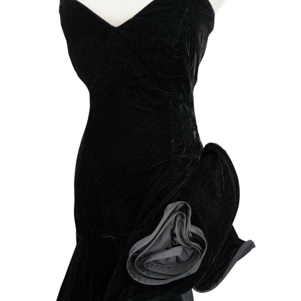 Designer Samir Vintage Black Velvet Dress And Jacket Set Size M / US 6-8 / IT 42-44 - 4 Thumbnail