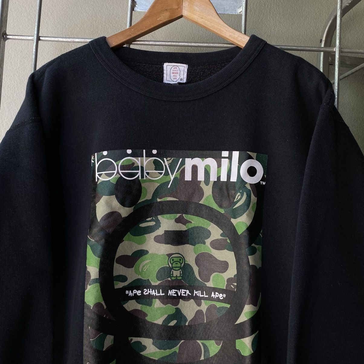 Bape Beby milo Black Camo Logo Fleece-Lined Sweater Size US M / EU 48-50 / 2 - 5 Thumbnail