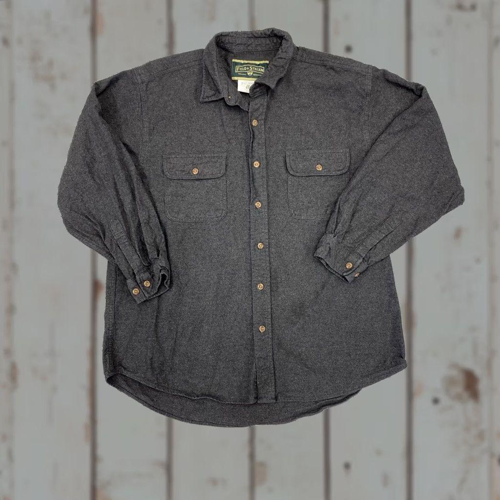 Vintage VINTAGE Field Stream Heavyweight Chamois Flannel Shirt Mens 2XL Grey Size US XXL / EU 58 / 5 - 1 Thumbnail