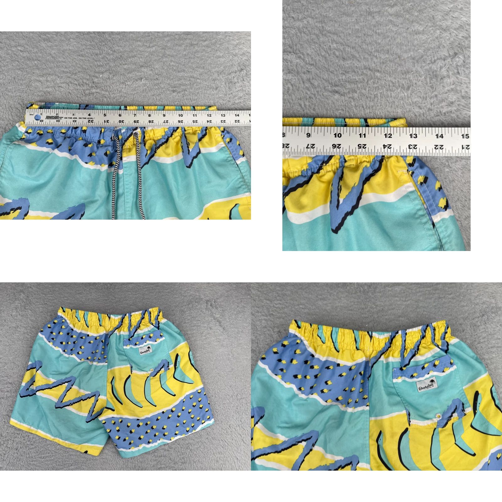 Vintage Boardies Shorts Womens Small Blue Yellow Lined Swim Run Beach Vacation 6" Size 32" / US 10 / IT 46 - 8 Thumbnail