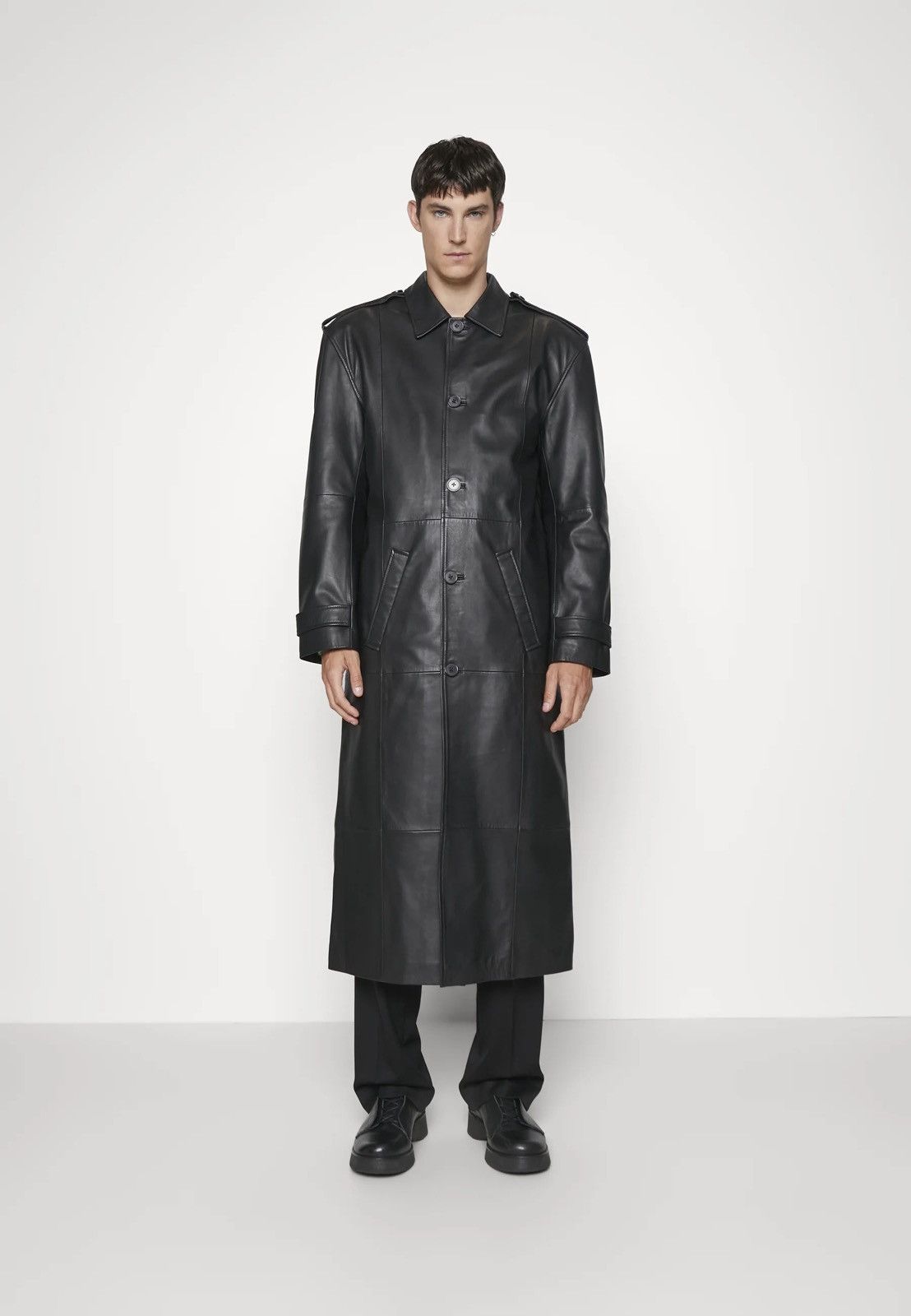Leather !DS! AW22 Studio ID Long Paneled Leather Black Coat Size US M / EU 48-50 / 2 - 4 Thumbnail