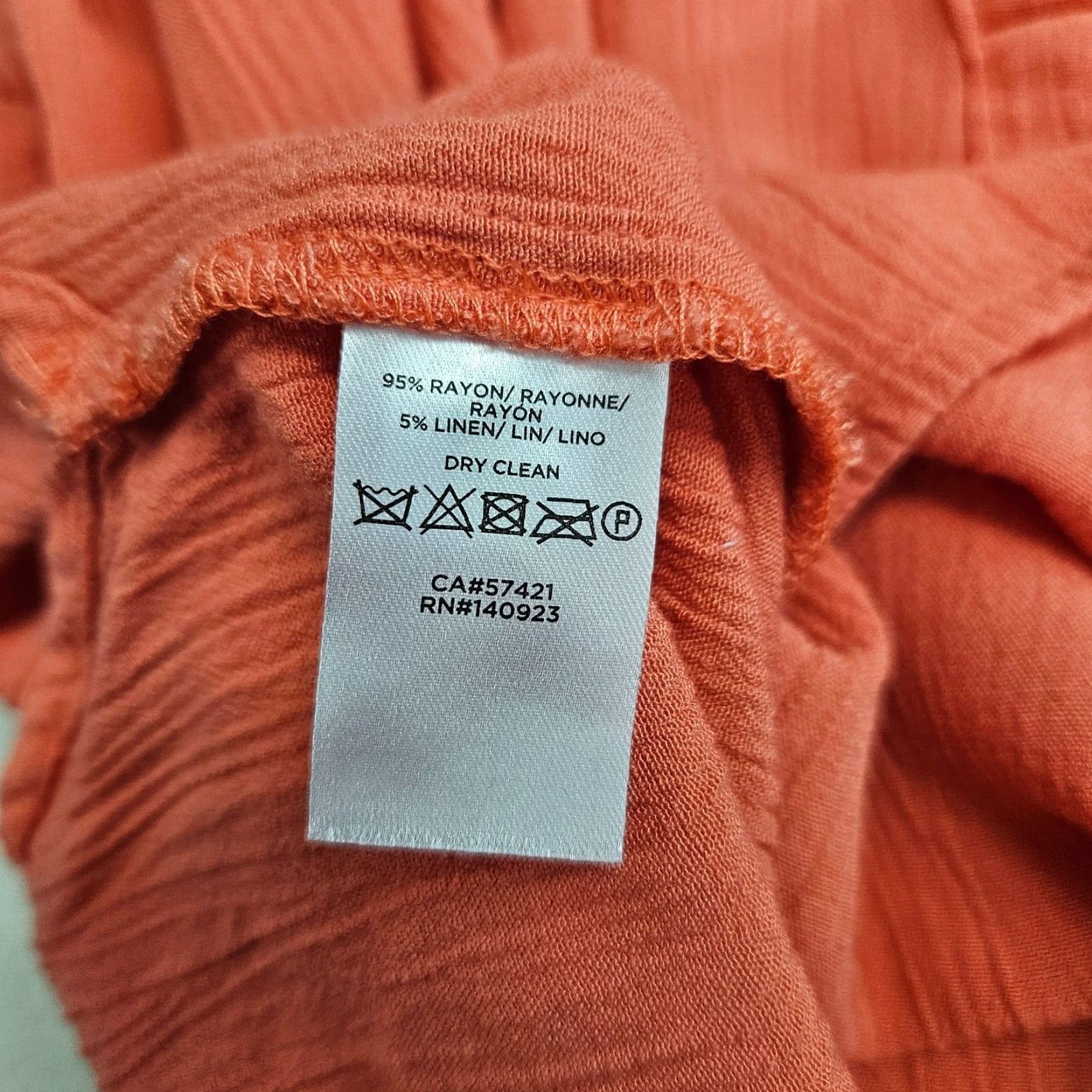 Loft Ann Taylor LOFT Womens Top Sz Medium Corral Short Sleeve Rayon Linen Blouse Shirt Womens M Orange Collar Short Sleeve Linen Rayon 90s? Size M / US 6-8 / IT 42-44 - 5 Thumbnail