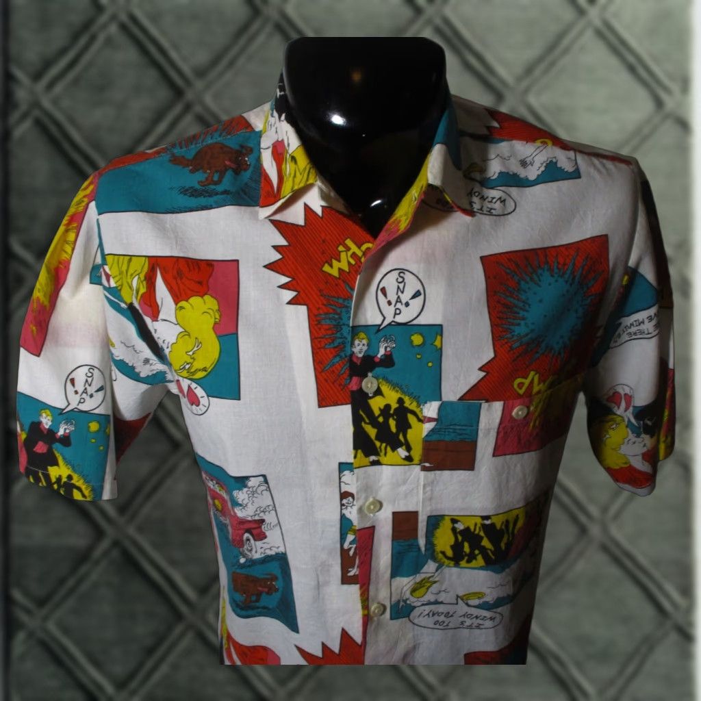 Vintage BON HOMME White Short Sleeve "Comic Strip" Shirt Size S Size US S / EU 44-46 / 1 - 1 Thumbnail