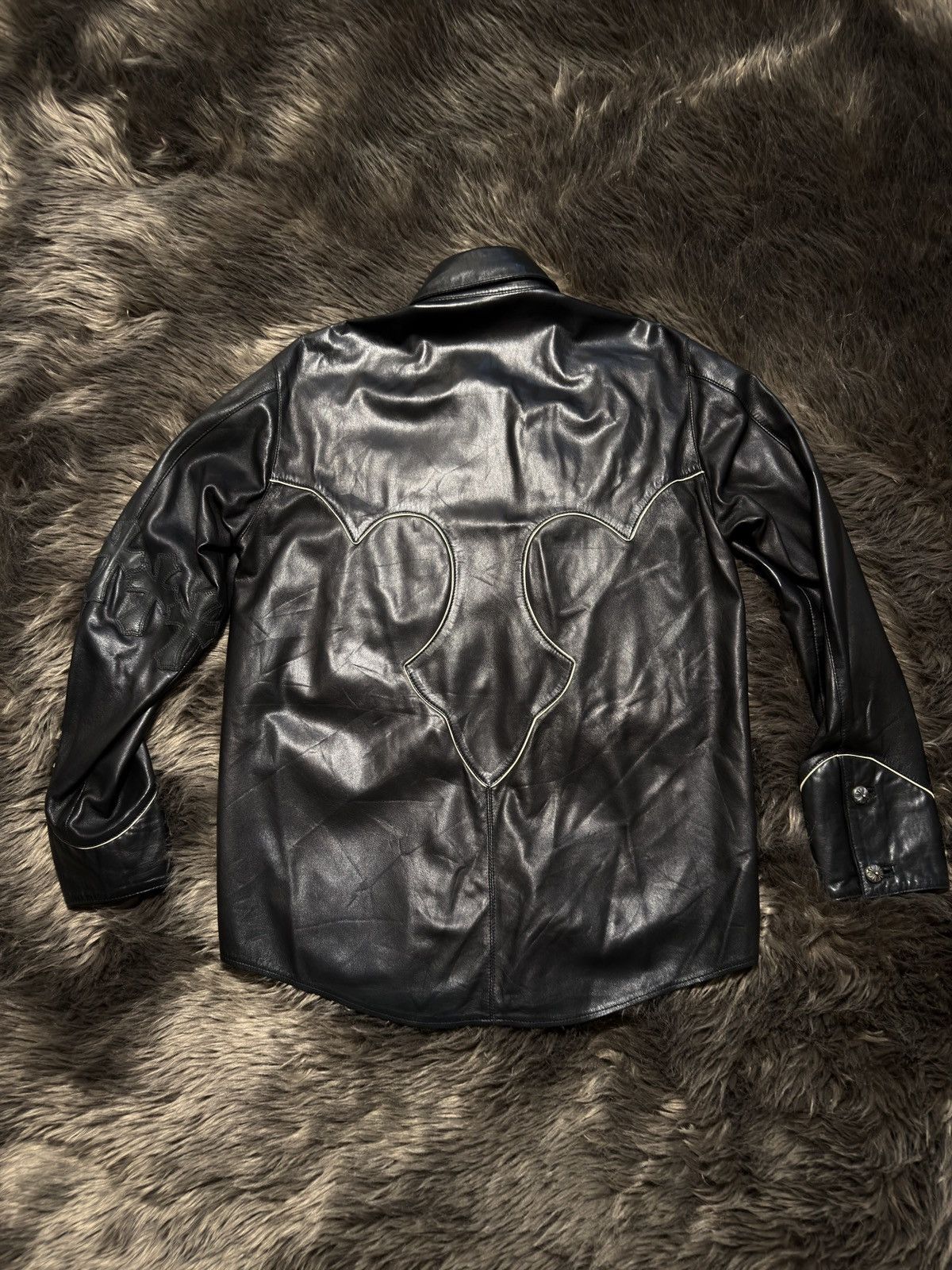 Chrome Hearts Leather Fleur Cross Patch Western Shirt Size US S / EU 44-46 / 1 - 4 Thumbnail
