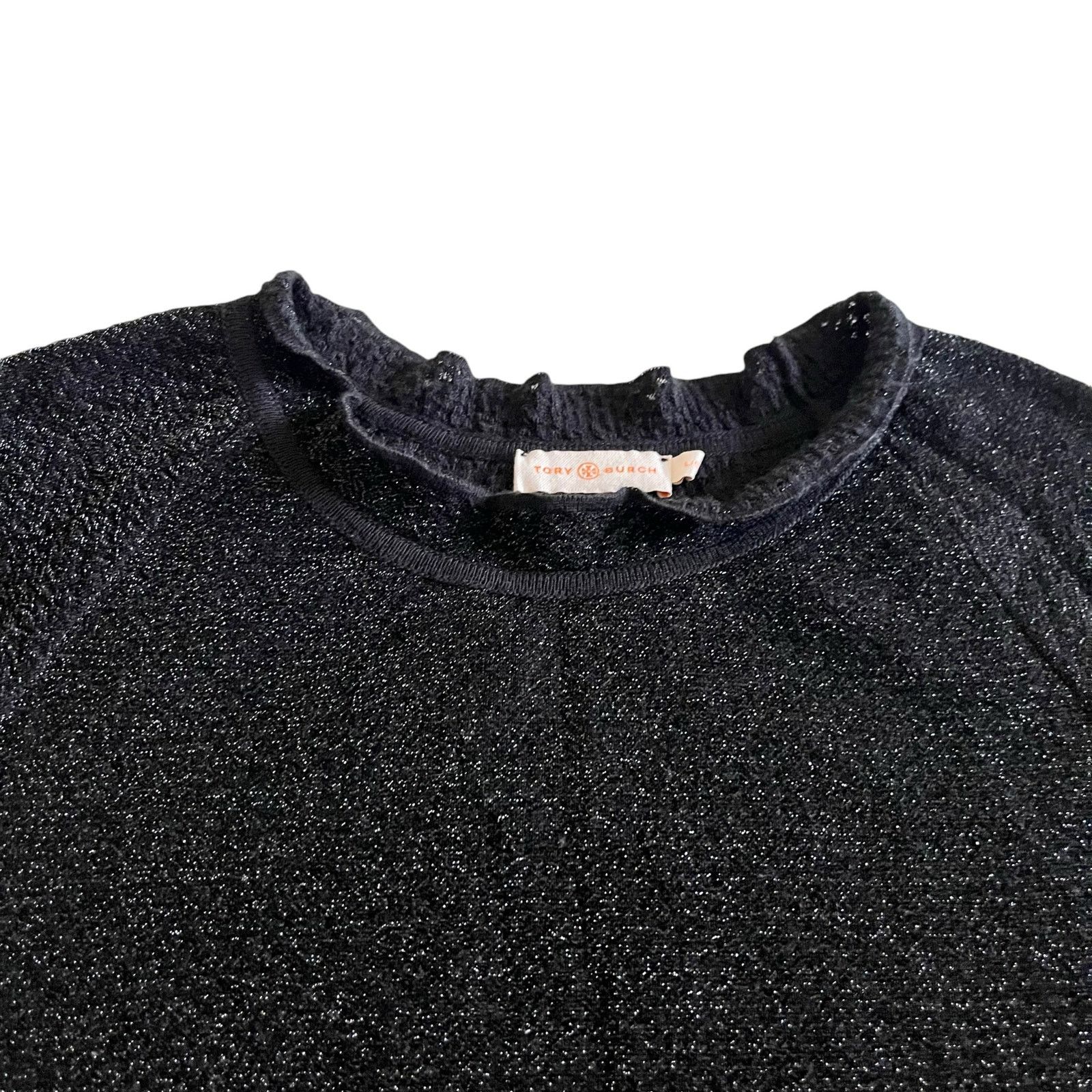 Tory Burch Black Isabelle Wool Metallic Sweater Dress Large