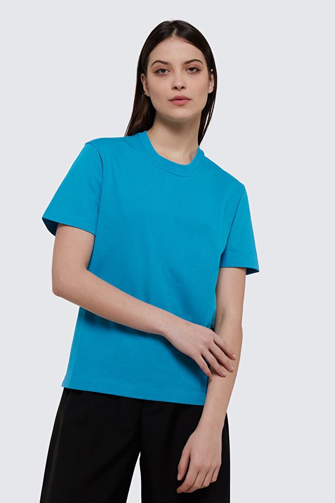 Bottega Veneta o1loc1c0824 649060 Sunrise Cotton Jersey T-Shirt in Blue Size L / US 10 / IT 46 - 2 Thumbnail