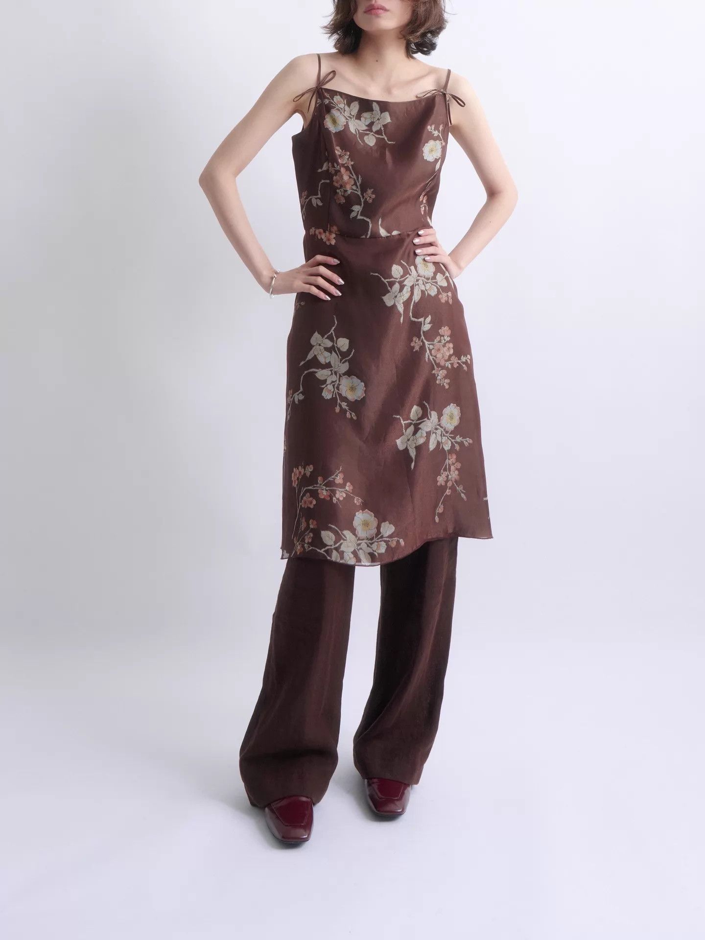 Gianfranco Ferre GIANFRANCO FERRE 90s Studio Silk Floral A-Line Cami Dress Size S / US 4 / IT 40 - 1 Thumbnail