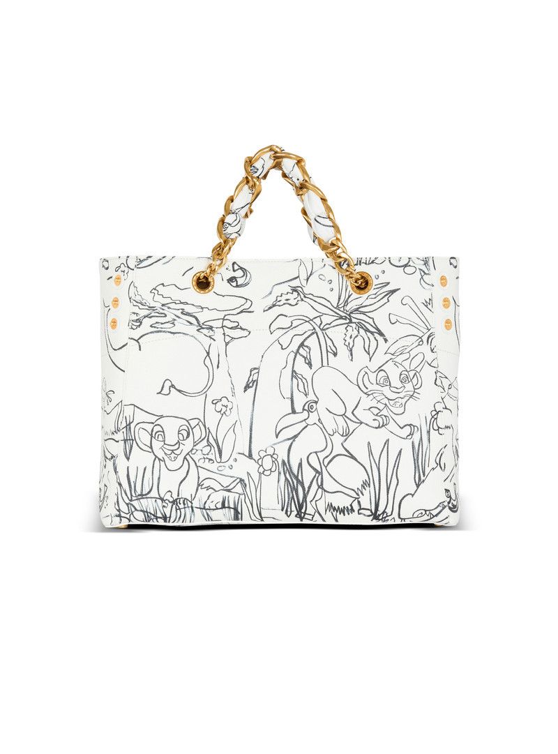 Balmain o1s1wg111225 Size:OS/1945 Graphic-Print Tote Bag in White Size ONE SIZE - 2 Thumbnail