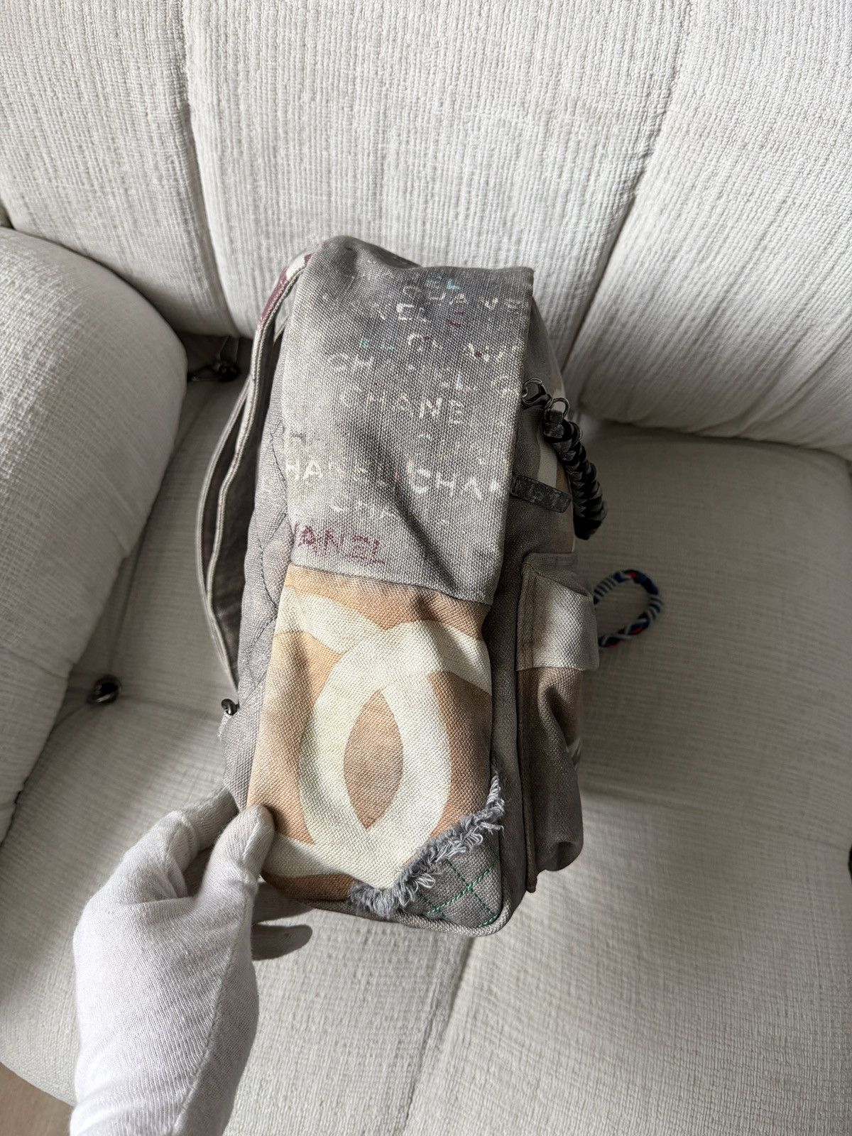 Chanel SS14 Artclass Light Grey Canvas Graffiti Backpack FULL SET Size ONE SIZE - 11 Thumbnail
