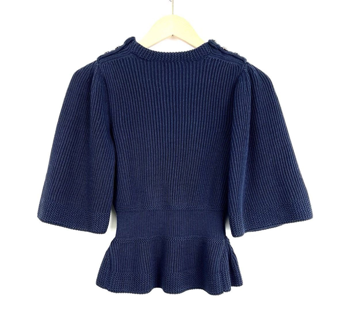 Chanel Chanel Navy Blue Mid-Sleeve Waist Knit Sweater K12 Size XXS / US 00 / IT 34 - 2 Thumbnail