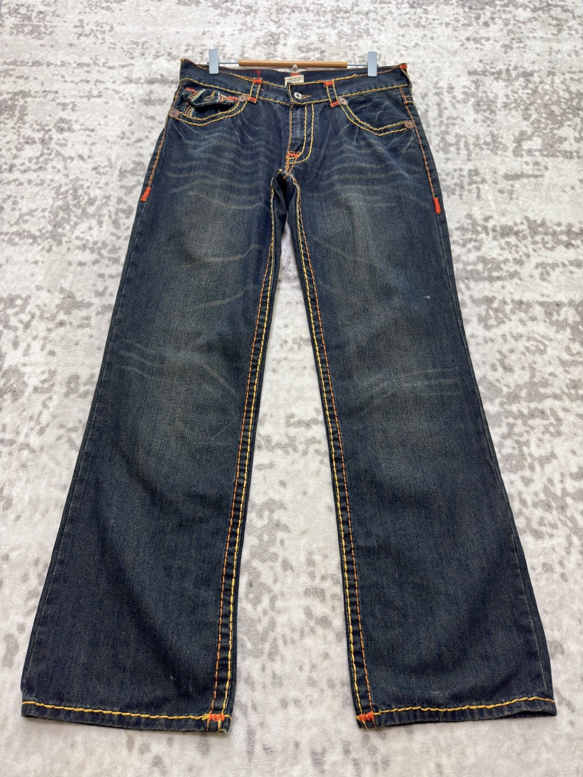 True Religion True Religion Billy Super T Rainbow Stitch Straight Leg Size US 33 - 2 Thumbnail