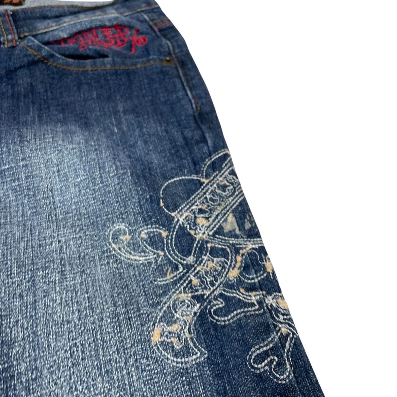 Ed Hardy × Vintage Ed Hardy Women's Blue Cotton Beaded Mid-Rise Denim Shorts 28 Size 28" / US 6 / IT 42 - 5 Thumbnail