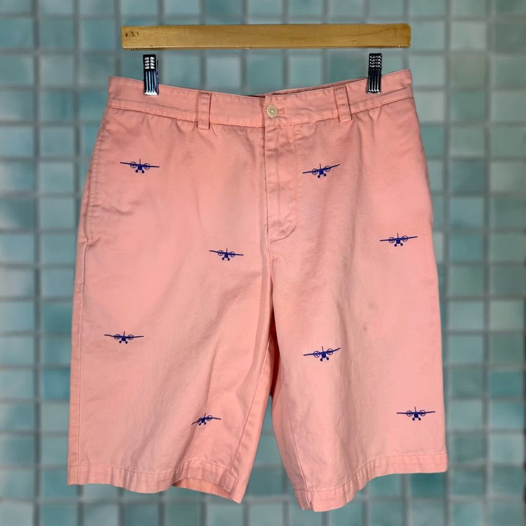 Vineyard Vines Vineyard Vines Mens Pink Embroidered Airplane Cotton Twill Shorts Size 32 Size US 31 - 1 Thumbnail