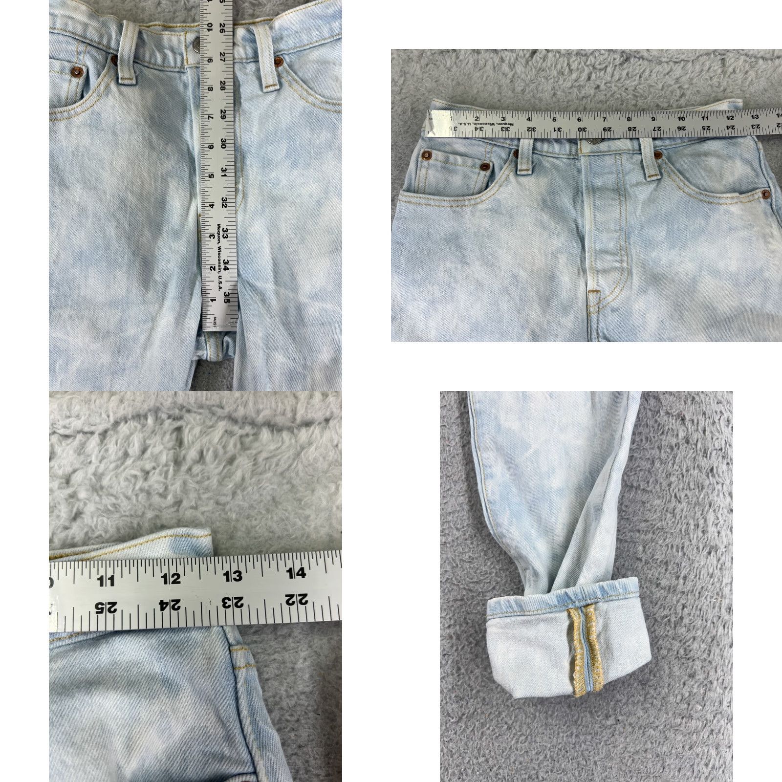 Levi's Levis Jeans Adult 25 Blue Denim 501 Skinny Button Big E Premium Acid Wash Size 42" / US 20 - 9 Thumbnail