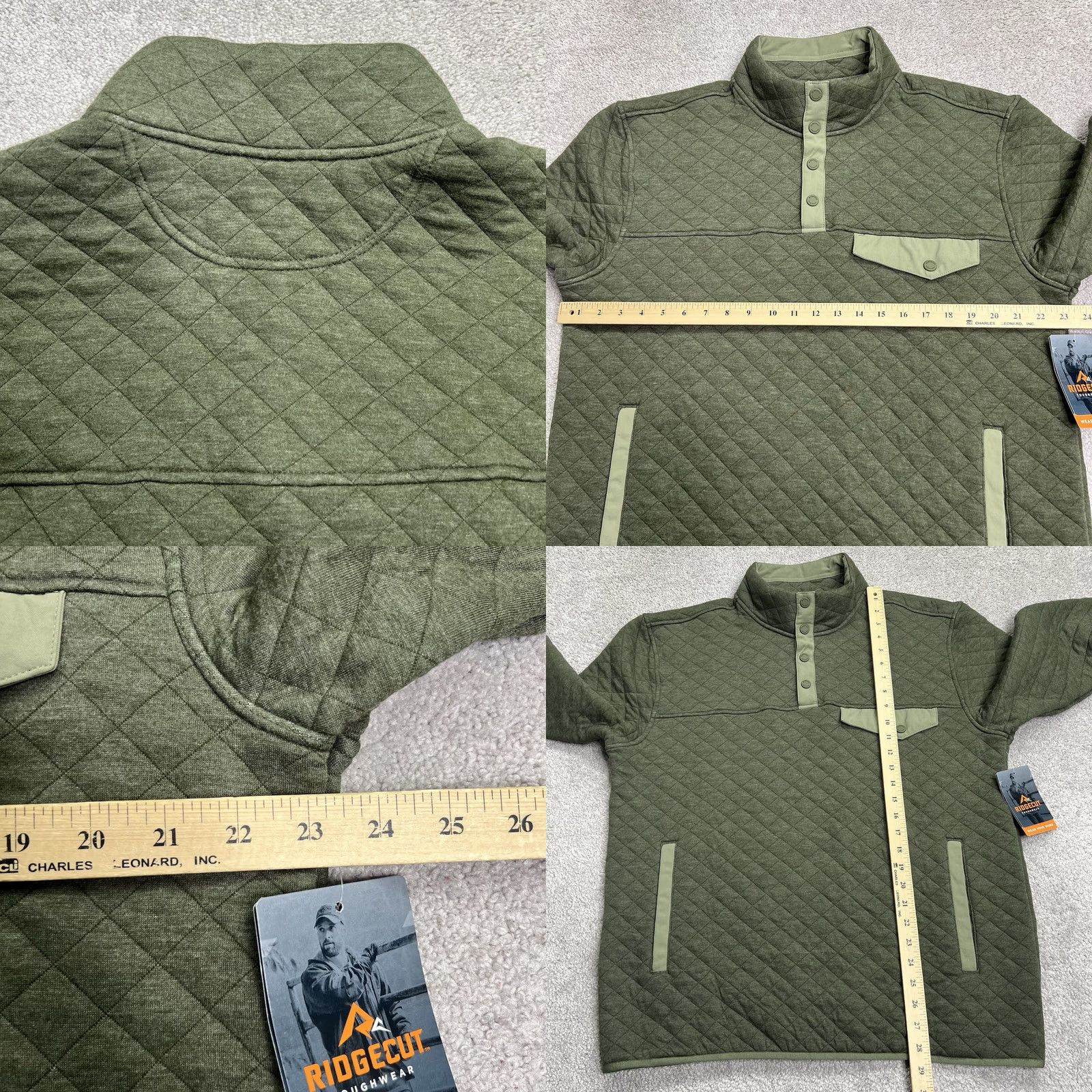 Orvis VINTAGE Ridgecut Toughwear Pullover Men’s LT Tall Green Quilted 1/4 Snap Sweater NWT Size US L / EU 52-54 / 3 - 8 Thumbnail