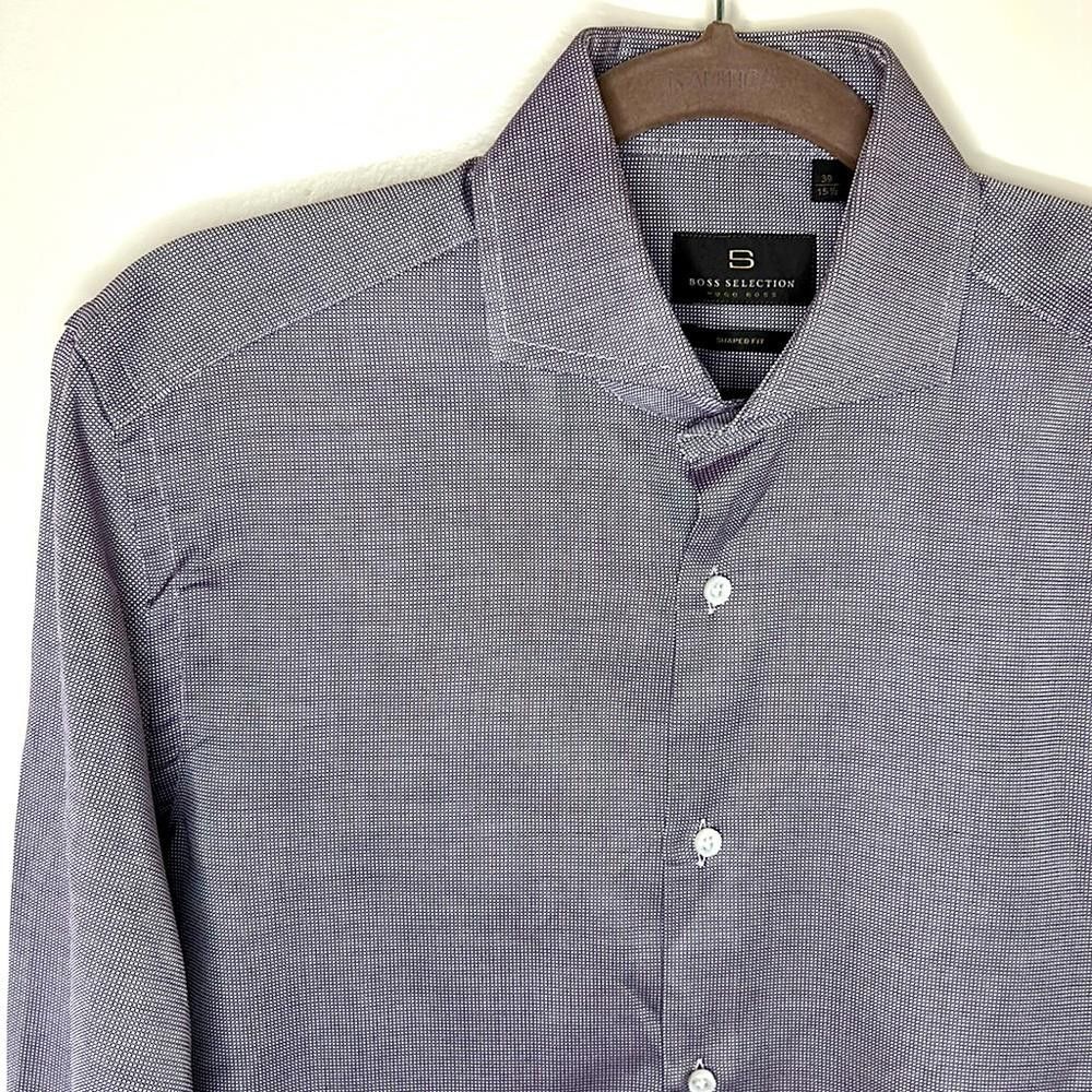 Hugo Boss Slim Fit- BOSS Selection - sz15.5 - Lavender/Silver-100% Ctn Size 38R - 1 Thumbnail