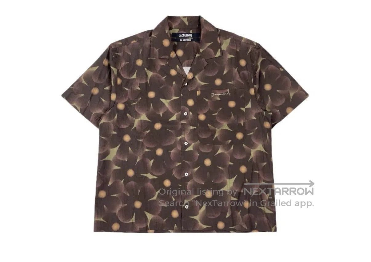 Jacquemus Brown Floral Print Short Sleeve Shirt. Size US M / EU 48-50 / 2 - 1 Thumbnail