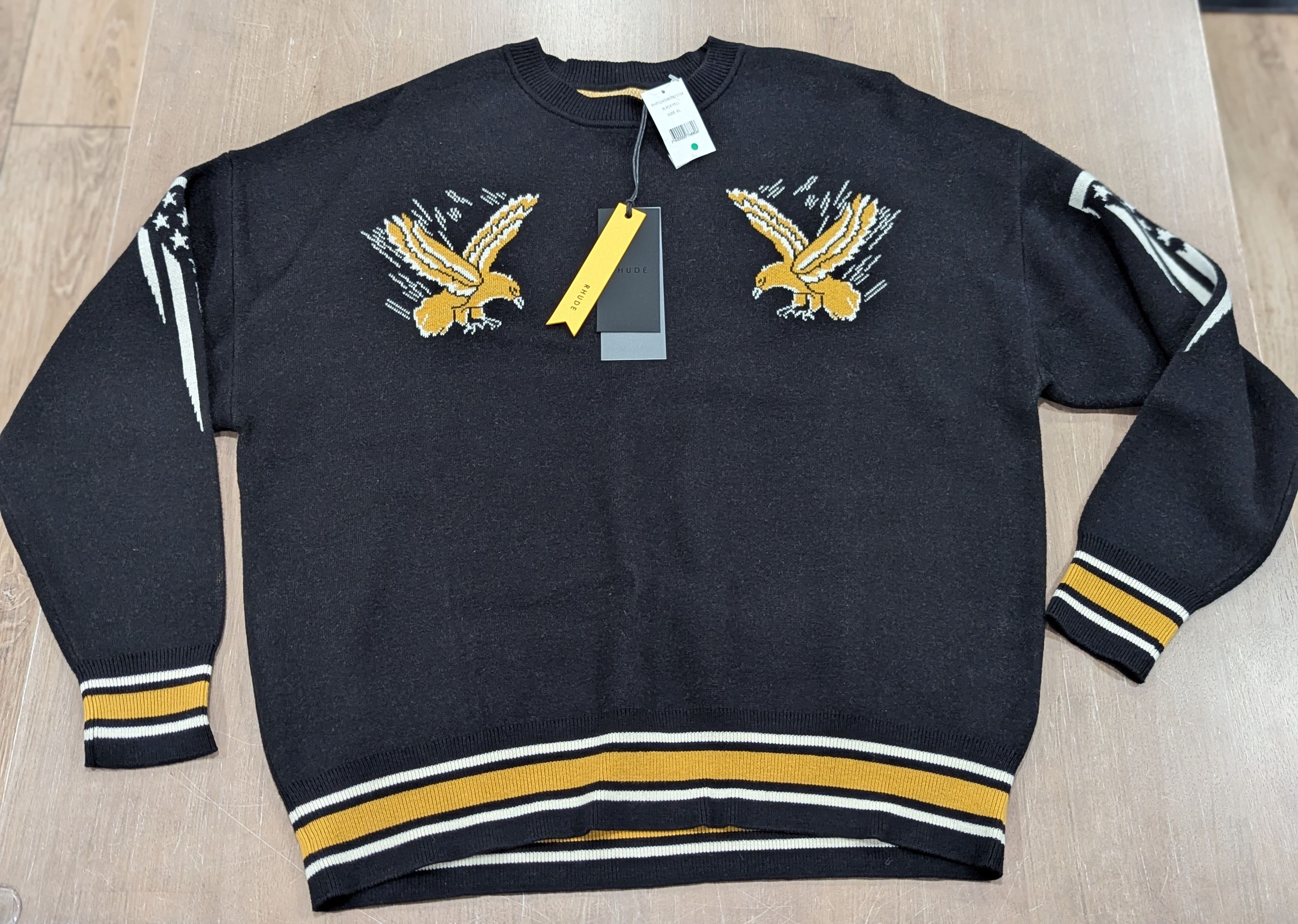 Rhude RHUDE Eagle Souvenir Wool/Cashmere Sweater Black Medium Size US M / EU 48-50 / 2 - 1 Thumbnail