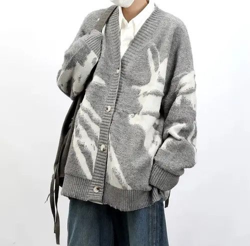 VIBE Streetwear Knitted Oversized Design Cardigan Sweater Size US XL / EU 56 / 4 - 5 Thumbnail