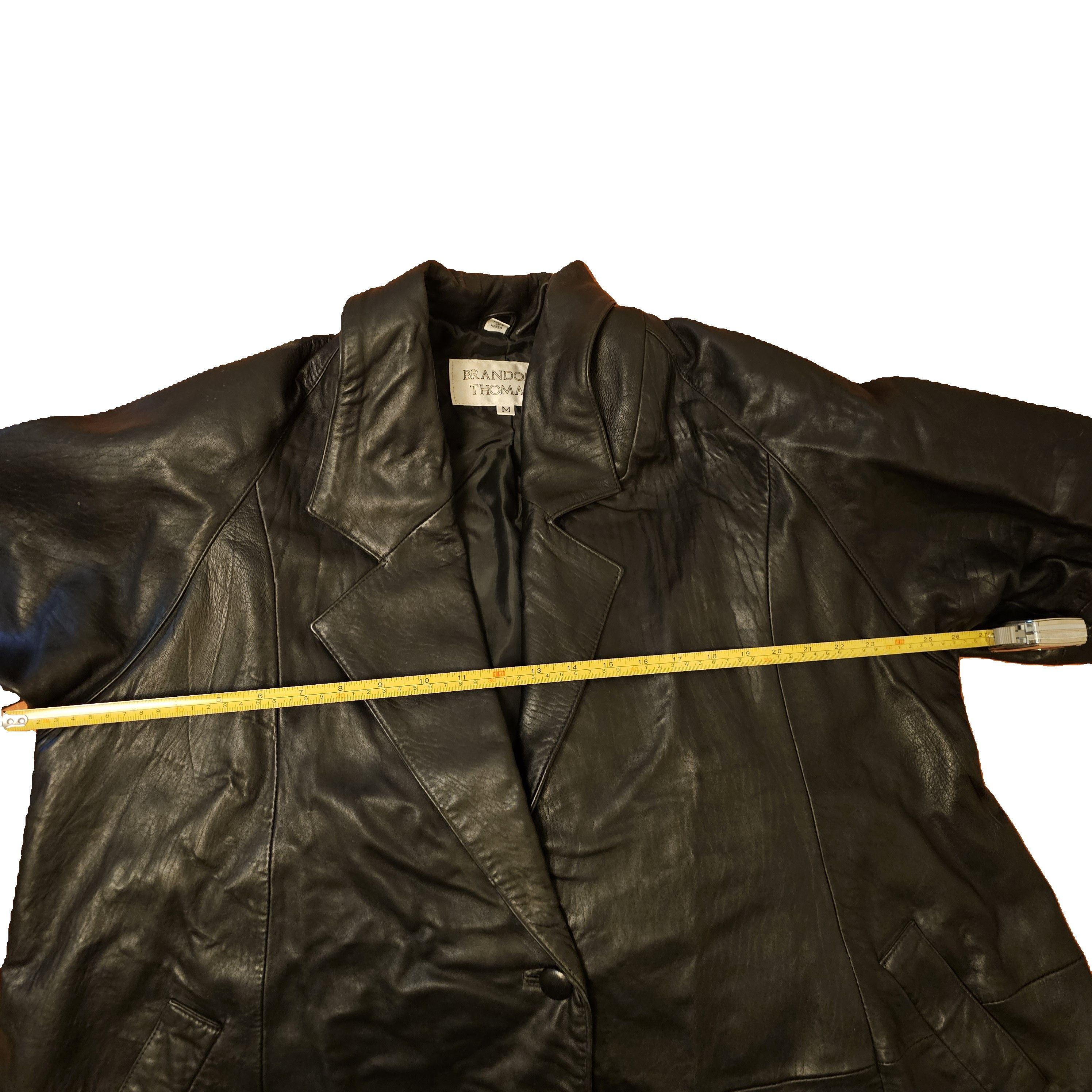 Other Brandon Thomas Black Leather A-Line Jacket/Coat Size XL / US 12-14 / IT 48-50 - 5 Thumbnail