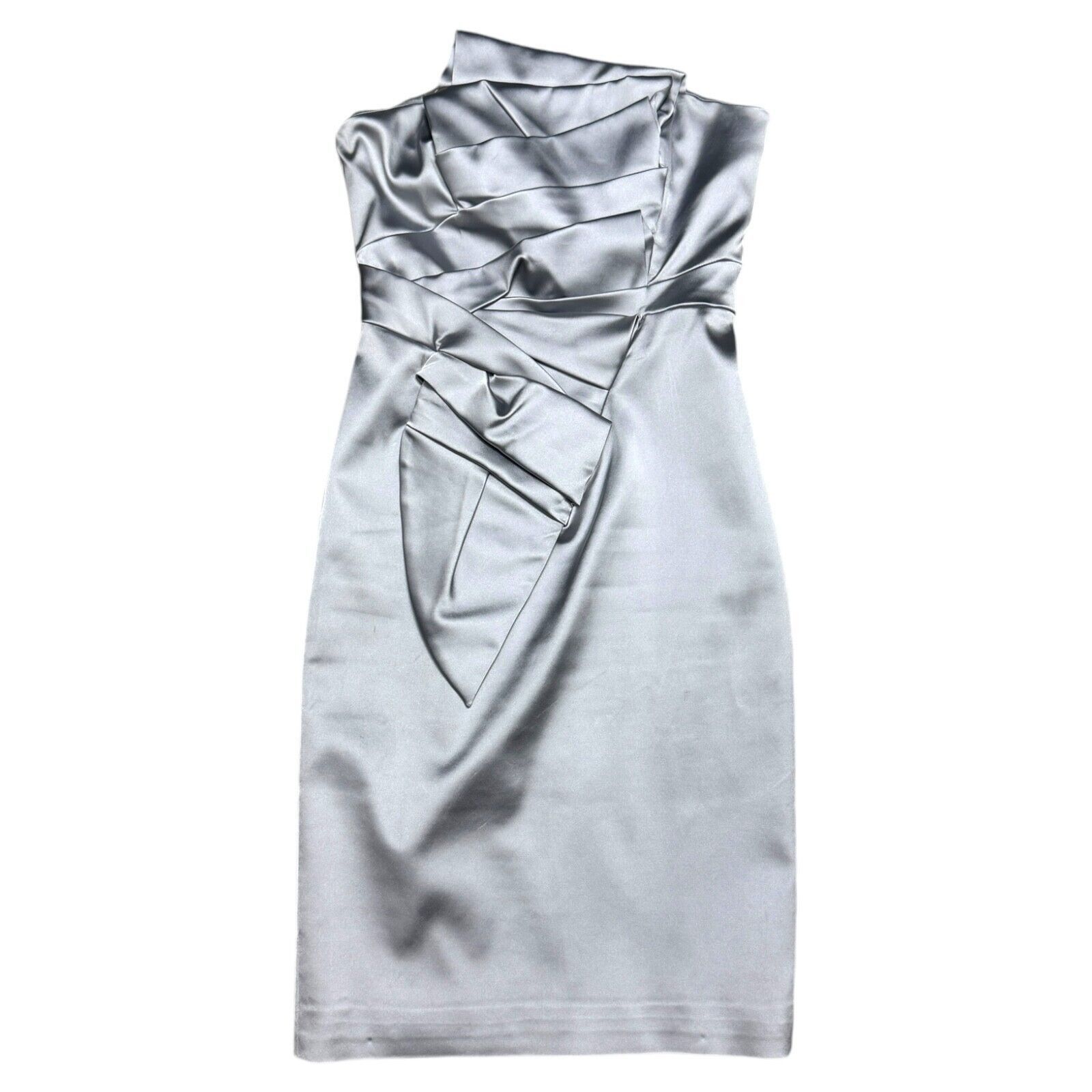 Karen Millen STUNNING Karen Millen Shiny Silver Sleeveless Mini Dress Size M / US 6-8 / IT 42-44 - 1 Thumbnail