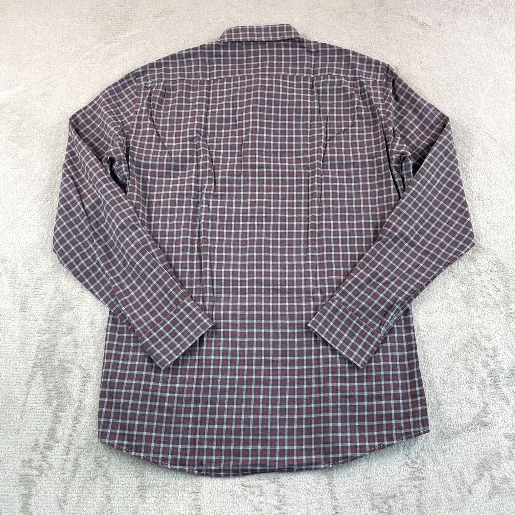 Ermenegildo Zegna Ermenegildo Zegna Shirt Men Medium Grey Burgundy Multi Plaid Designer Long Sleeve Shirt Size US M / EU 48-50 / 2 - 4 Thumbnail