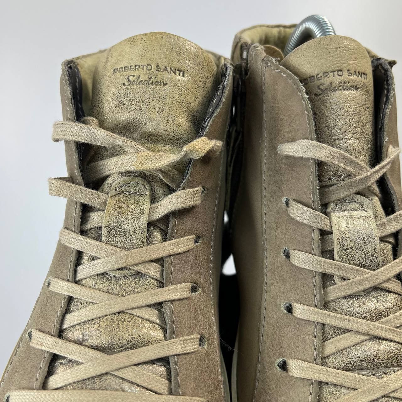 Other Roberto Santi Selection Gold Leather High Top Sneakers EU 40 Size US 8 / IT 38 - 2 Thumbnail