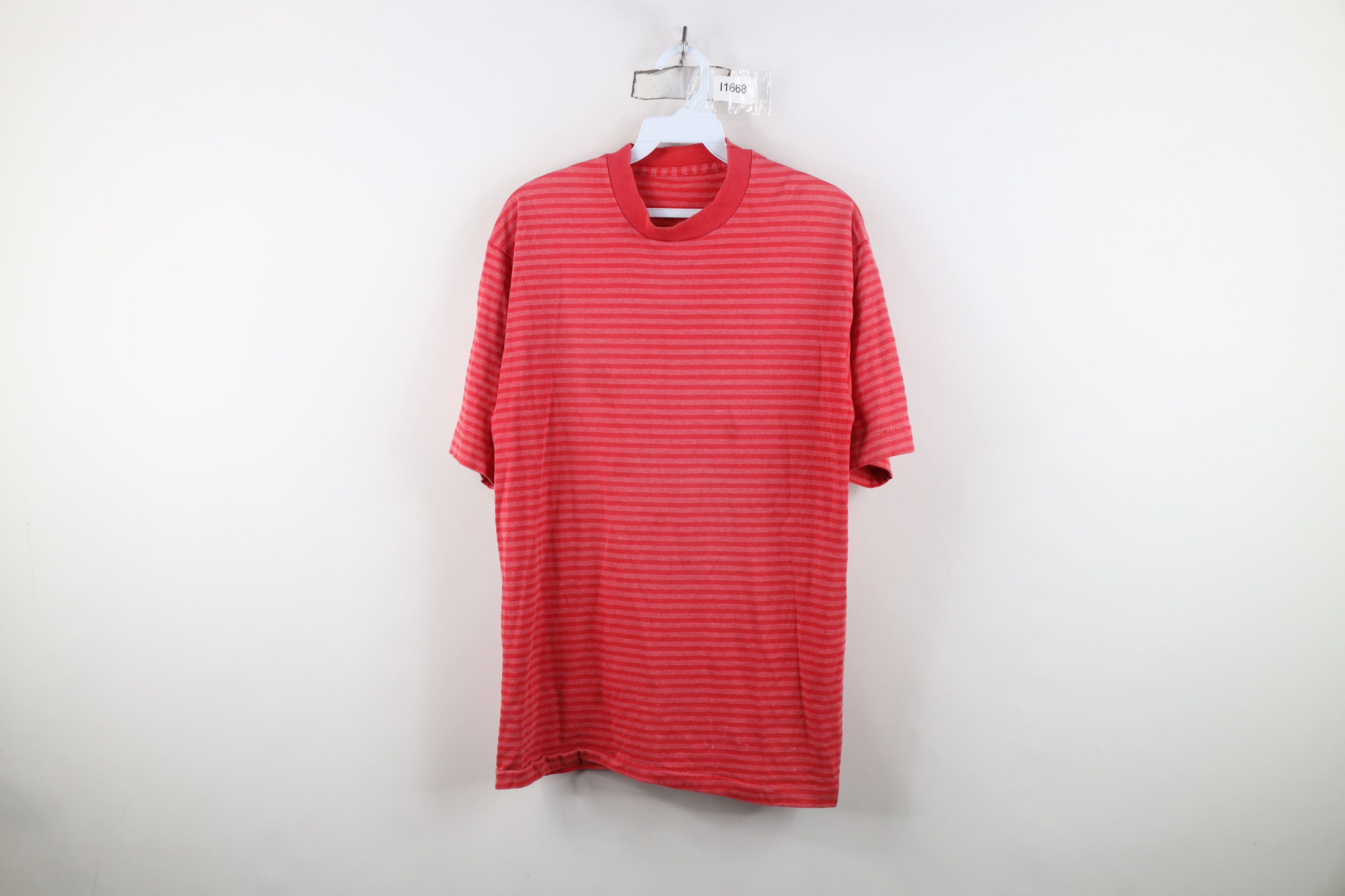 Vintage Vintage 90s Streetwear Striped Short Sleeve T-Shirt Red Pink Size US M / EU 48-50 / 2 - 1 Thumbnail