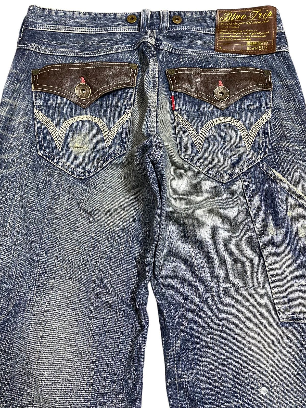 Edwin Vintage Japanese Brands Splatter Distressed Baggy Jeans Size US 35 - 4 Thumbnail