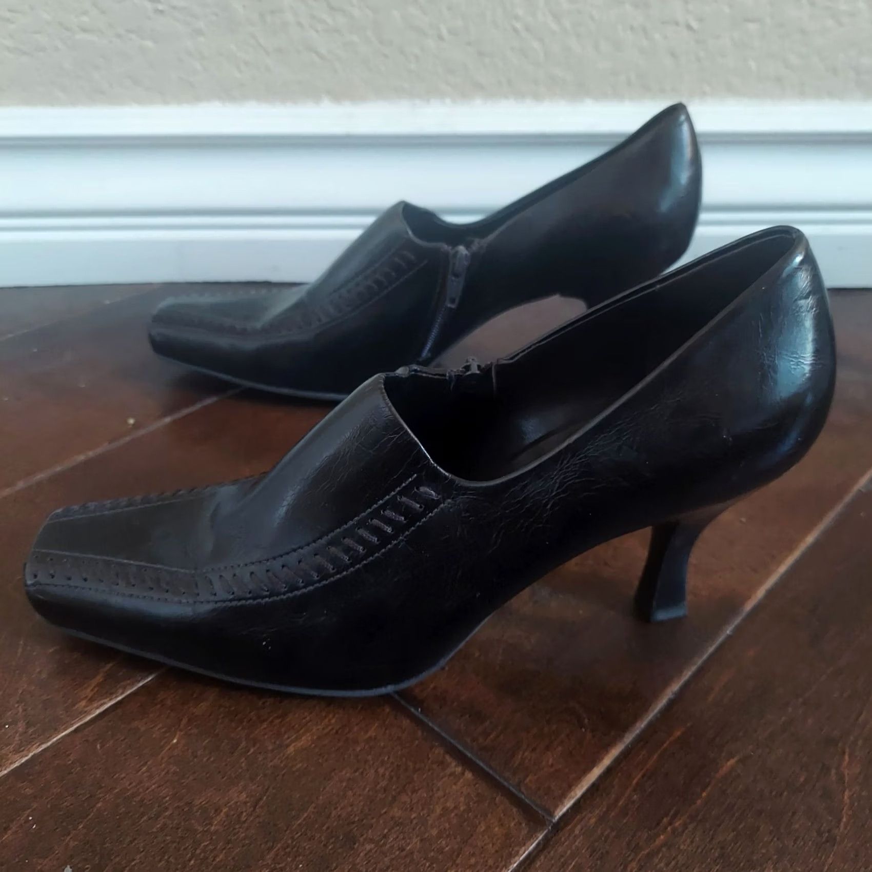 Franco Sarto Franco Sarto Pumps Brown 3 in Platform Square Toe Women 6.5M Zip Heels Brazil Vintage No Size US 7 / IT 37 - 6 Thumbnail